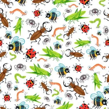 Childish bright cartoon insects pattern. A vector Stock Illustration