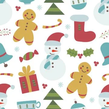 Childish Christmas Seamless Pattern Illustrazione stock