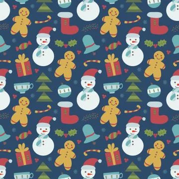 Childish Christmas Seamless Pattern Stock Illustration