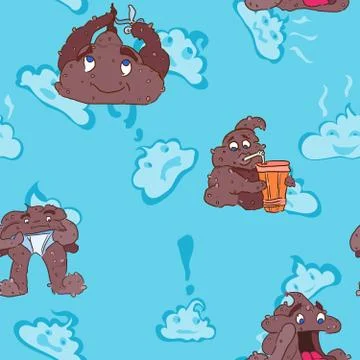 Childish design seamless pattern with poops Illustrazione stock