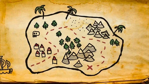 Childish hand drawn treasure map illustr... | Stock Video | Pond5