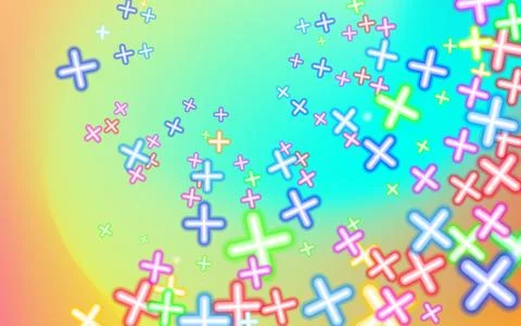 Childish Mottled multicolored plusses, background colorful. Stock Illustration