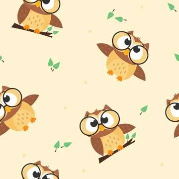 Childish Owl Seamless Pattern Illustrazione stock