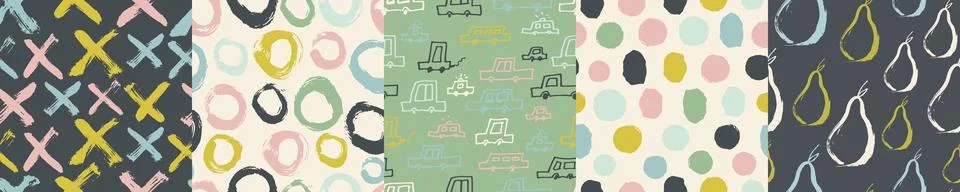 Childish pattern collection. Seamless background Stock Illustration