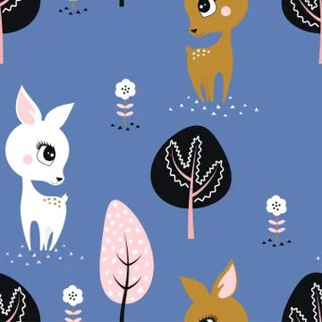 Childish pattern cute deer Stock Illustration