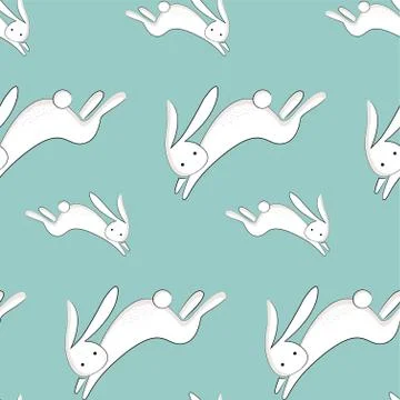 Childish pattern with cute rabbits Stock Illustration