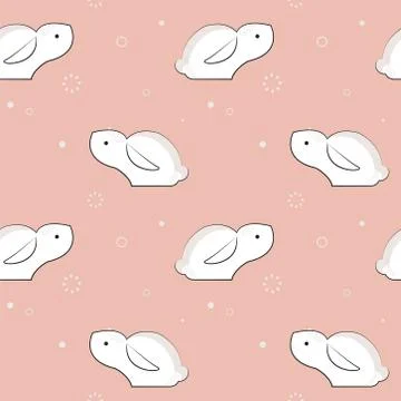Childish pattern with cute rabbits Stock Illustration