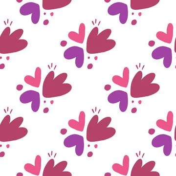 Childish pattern with flowers seamless pattern. Creative abstract heart shape Stock Illustration