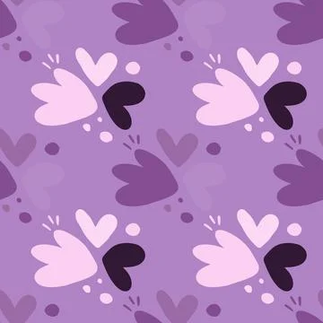 Childish pattern with flowers seamless pattern. Creative abstract heart shape Illustrazione stock