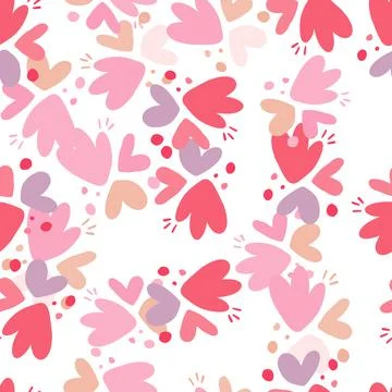 Childish pattern with flowers seamless pattern. Creative abstract heart shape Illustrazione stock
