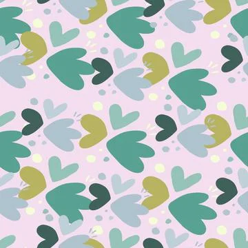 Childish pattern with flowers seamless pattern. Creative abstract heart shape Stock Illustration