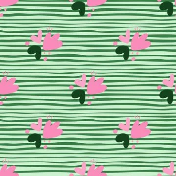 Childish pattern with flowers seamless pattern. Creative abstract heart shape Illustrazione stock