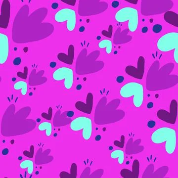 Childish pattern with flowers seamless pattern. Creative abstract heart shape Illustrazione stock