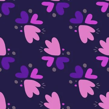 Childish pattern with flowers seamless pattern. Creative abstract heart shape Illustrazione stock