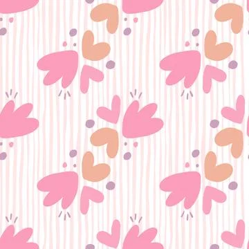 Childish pattern with flowers seamless pattern. Creative abstract heart shape Illustrazione stock