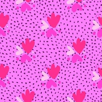 Childish pattern with flowers seamless pattern. Creative abstract heart shape 스톡 일러스트