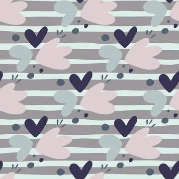 Childish pattern with flowers seamless pattern. Creative abstract heart shape Stock Illustration