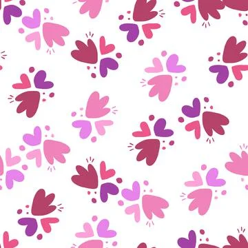 Childish pattern with flowers seamless pattern. Creative abstract heart shape 스톡 일러스트