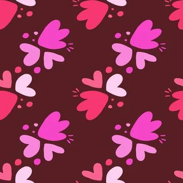 Childish pattern with flowers seamless pattern. Creative abstract heart shape Illustrazione stock