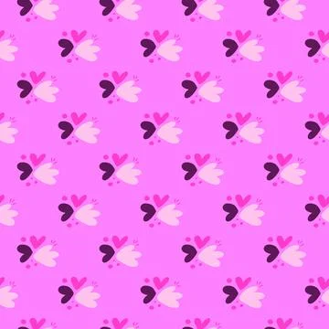 Childish pattern with flowers seamless pattern. Creative abstract heart shape Illustrazione stock