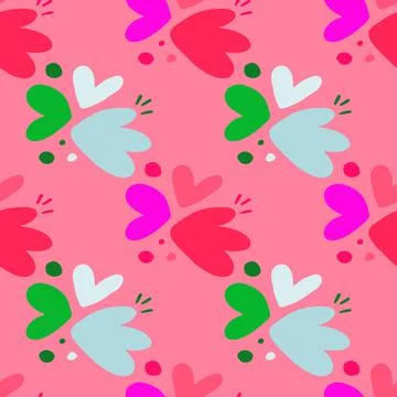 Childish pattern with flowers seamless pattern. Creative abstract heart shape Stock Illustration