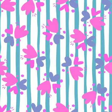 Childish pattern with flowers seamless pattern. Creative abstract heart shape 스톡 일러스트