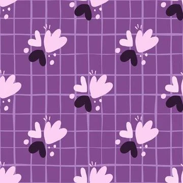 Childish pattern with flowers seamless pattern. Creative abstract heart shape 스톡 일러스트