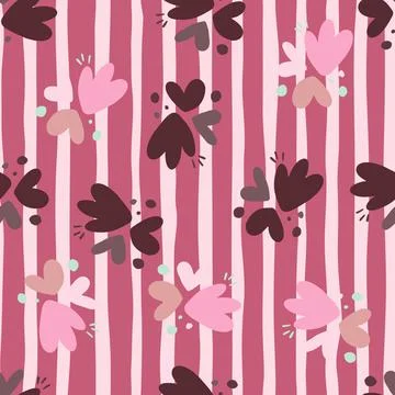 Childish pattern with flowers seamless pattern. Creative abstract heart shape Illustrazione stock