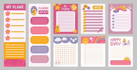 Childish planners. To do lists cute design, scandinavian style notes paper イラスト素材