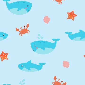 Childish Sea Seamless Pattern Stock Illustration
