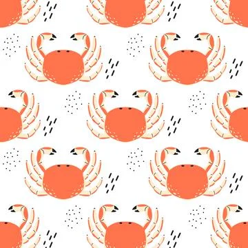 Childish seamless pattern with crab. Stock Illustration