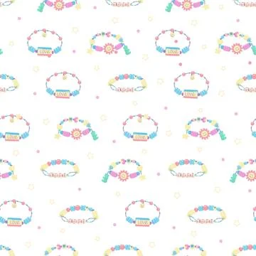 Childish seamless pattern with cute funny bead bracelets. Illustration for Stockillustratie