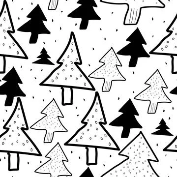 Childish seamless pattern with forest of pine trees Illustrazione stock