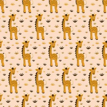 Childish seamless pattern with giraffe for textile and wrapping paper 스톡 일러스트