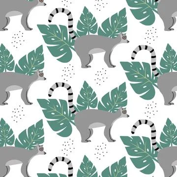 Childish seamless pattern with lemur . Stock Illustration