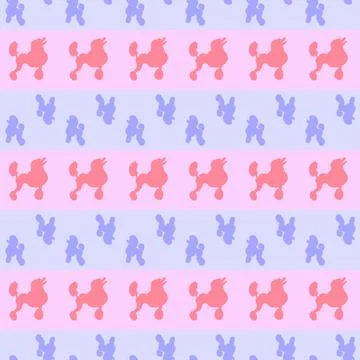 Childish seamless pattern pink, blue contour dogs Stock Illustration