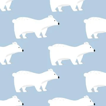 Childish seamless pattern with polar bear . Stock Illustration