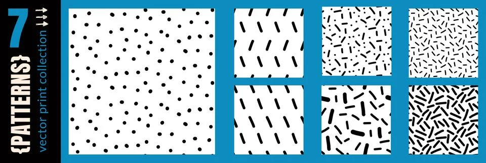 Childish seamless pattern set with small dash diagonal slash and polka dot. Hand Illustrazione stock