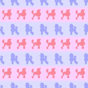 Childish seamless pattern of soft pink and blue contour dogs design elements and イラスト素材
