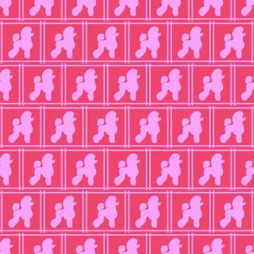 Childish seamless pattern of soft realistic pink contour dog design elements and Stock Illustration
