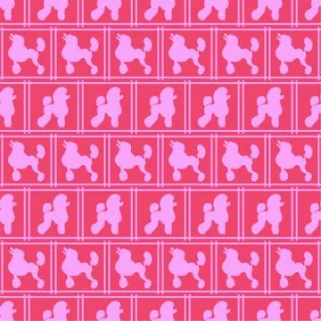 Childish seamless pattern of soft realistic pink contour dogs design elements 库存插图