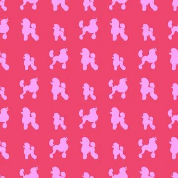 Childish seamless pattern of soft realistic pink contour dogs design elements Stock Illustration