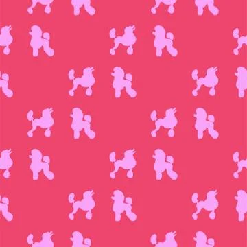 Childish seamless pattern of soft realistic pink contour dogs design elements イラスト素材