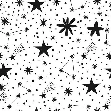 Childish seamless pattern with stars. Space. Nursery baby sky background. C.. Stock Illustration