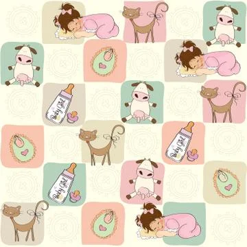 Childish seamless pattern with toys Stock Illustration
