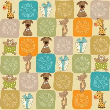 Childish seamless pattern with toys Stock Illustration