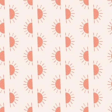 Childish sun ornament seamless pattern in cute kids style. Pink print. Pastel Illustrazione stock