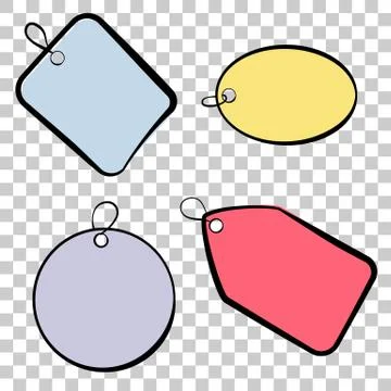 Childish tag rectangle square oval circle sketch pastel color at transparent  스톡 일러스트