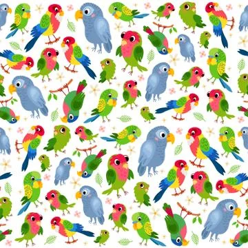 Childish tropical seamless pattern with a parrots Stock Illustration