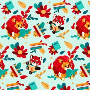 Childlike animals pattern illustration Stock Illustration